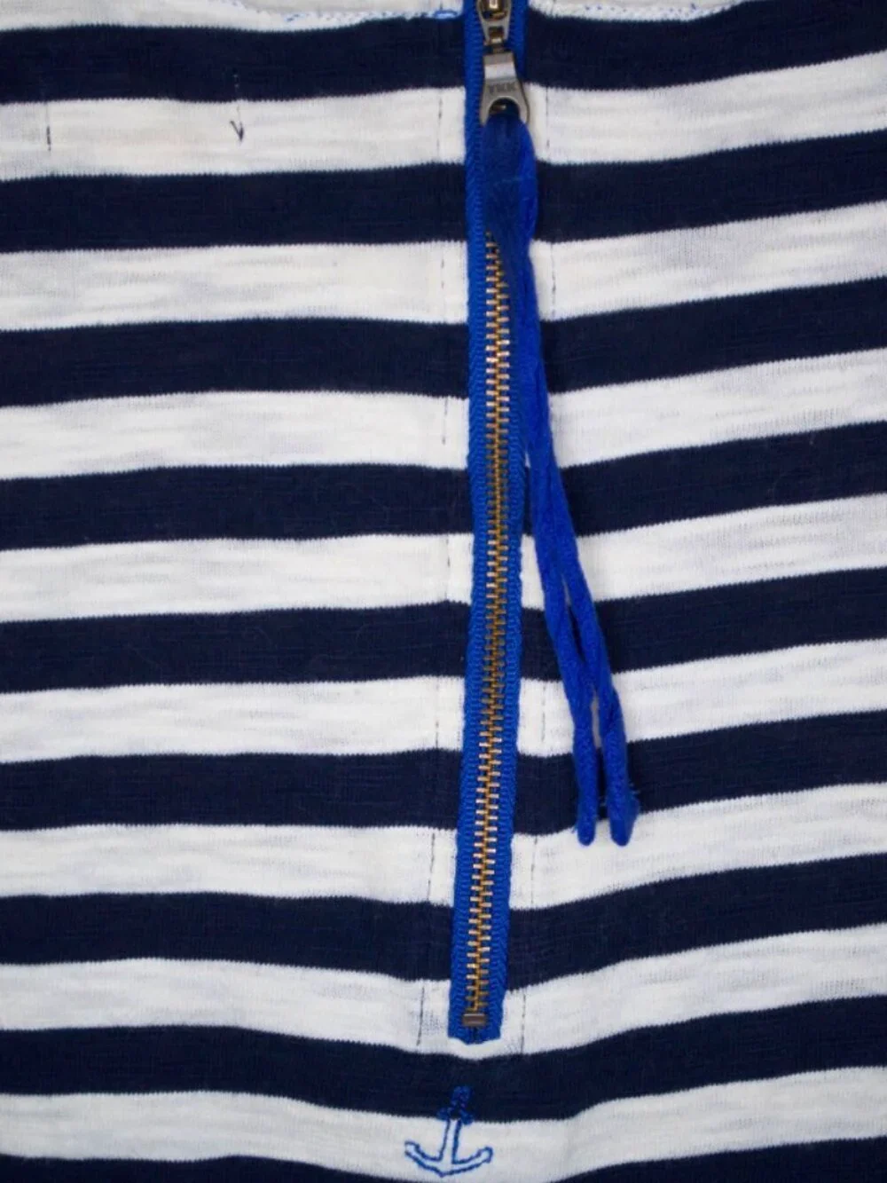 Hatley Navy& White Striped Nautical Dress with 3/4 Sleeves & Bright Blue Accents